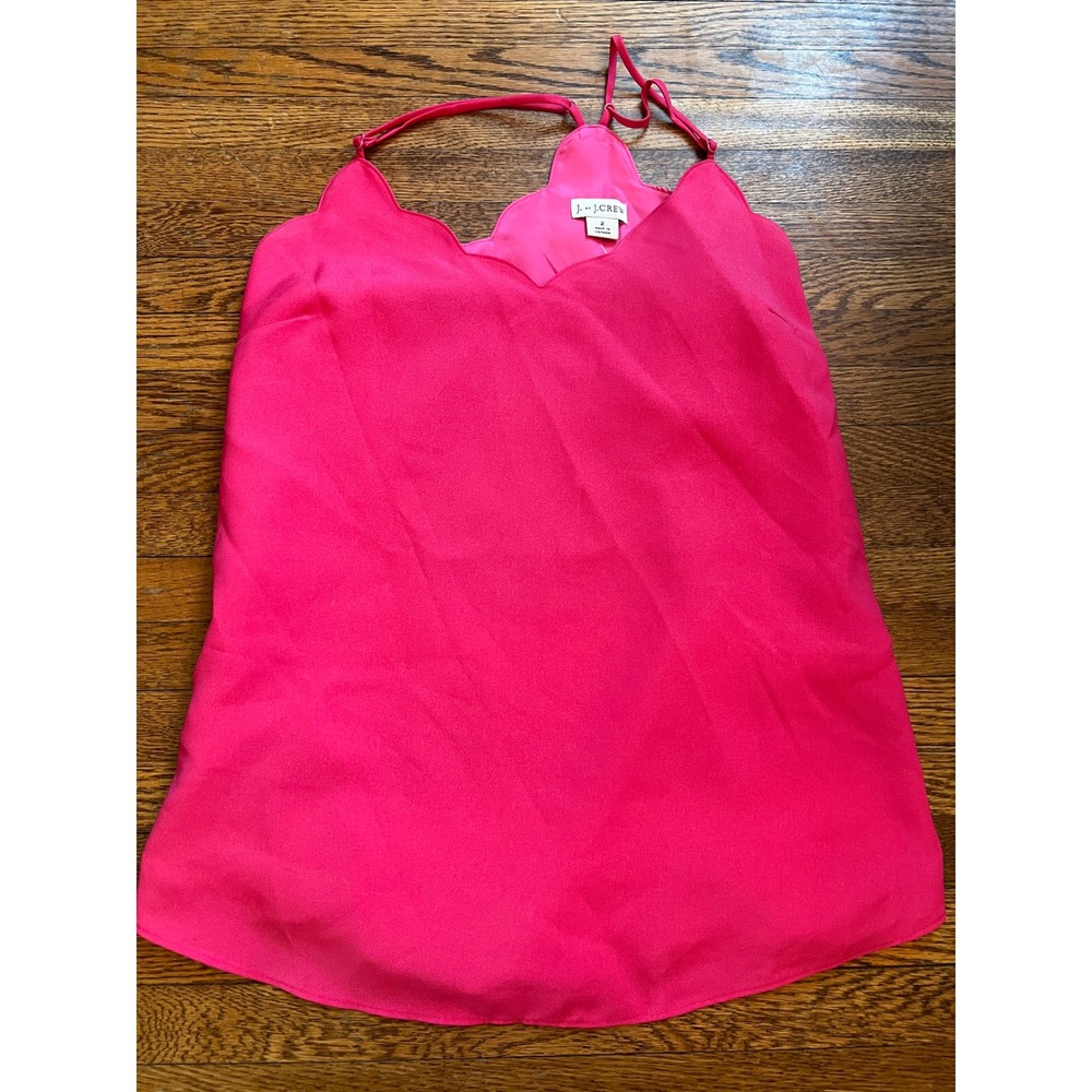 J. Crew Pink Scalloped Camisole Top Adjustable Straps Size 2